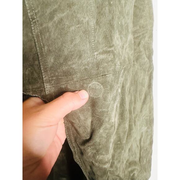 BLANKNYC Hunter Green Corduroy Front Slit 100% Leather Skirt Size 25 - Picture 9 of 14